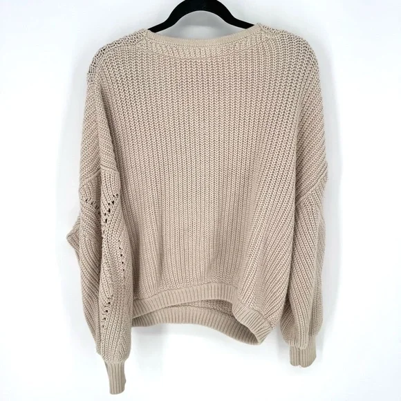 Free People Cream V-Neck Sweater - Picture 2 of 6